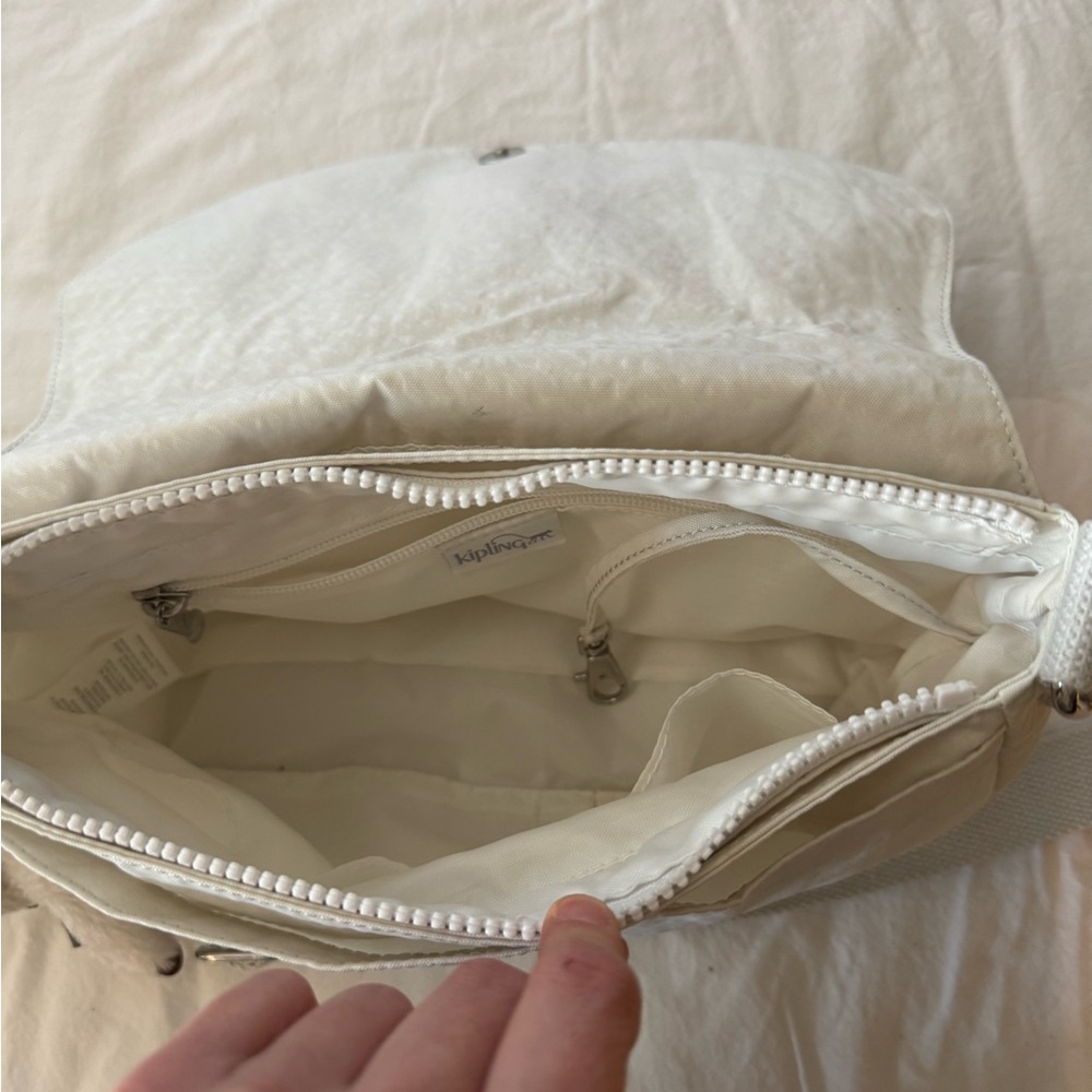 Kipling Light Gray/ Off-white Crossbody Bag with Charm - Picture 10 of 14